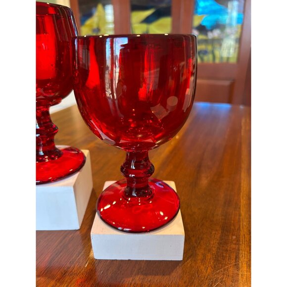 Ruby Red Vintage Imperial Hoffman House Glass Goblets. - Picture 7 of 7